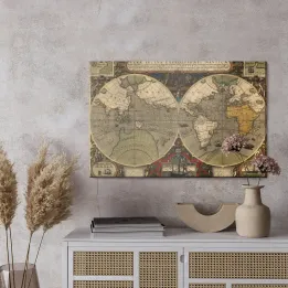 Obraz Starożytna Mapa Świata – Kartografia i Kontynenty