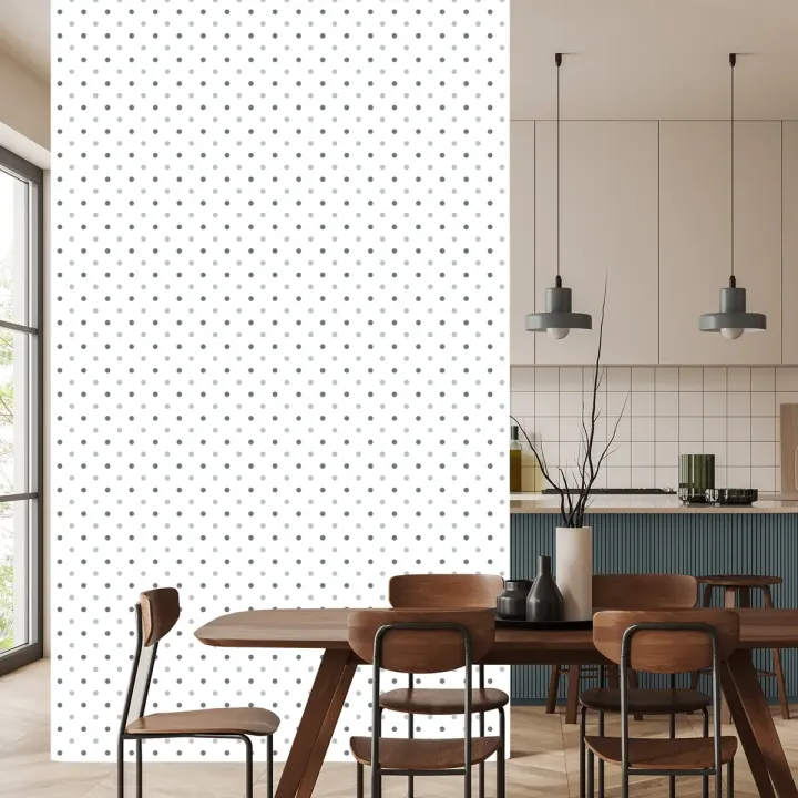 Tapeta Delikatne Szare Kropki – Abstrakcja Geometryczna w Stylu Minimalistycznym