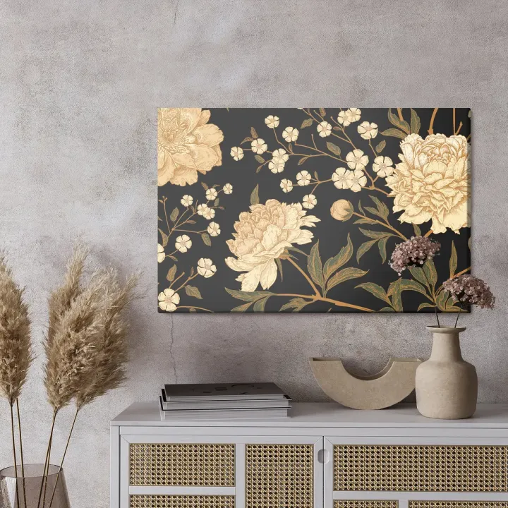 Obraz Piwonie – Bukiet Kwiatów Ciętych w Botanicznym Stylu