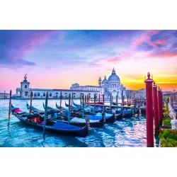 Obraz Architektura Wenecji – Kanał i Bazylika Santa Maria della Salute o Zachodzie Słońca
