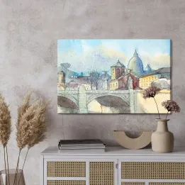 Obraz Na Płótnie Most W Rzymie – Panorama Włoskiej Architektury Miejskiej