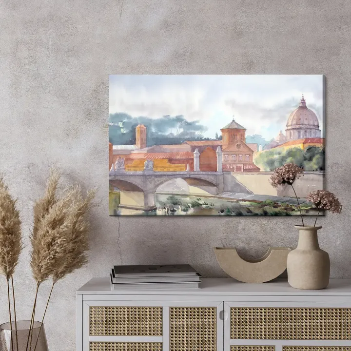 Obraz Piękne Pejzaże Rzymu – Panorama Miasta nad Tybrem