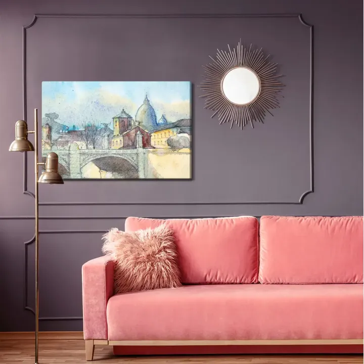 Obraz Na Płótnie Most W Rzymie – Panorama Włoskiej Architektury Miejskiej