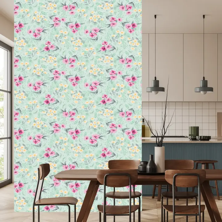 Tapeta Kolorowy Kwiatowy Wzór – Botaniczny Motyw do Wnętrz