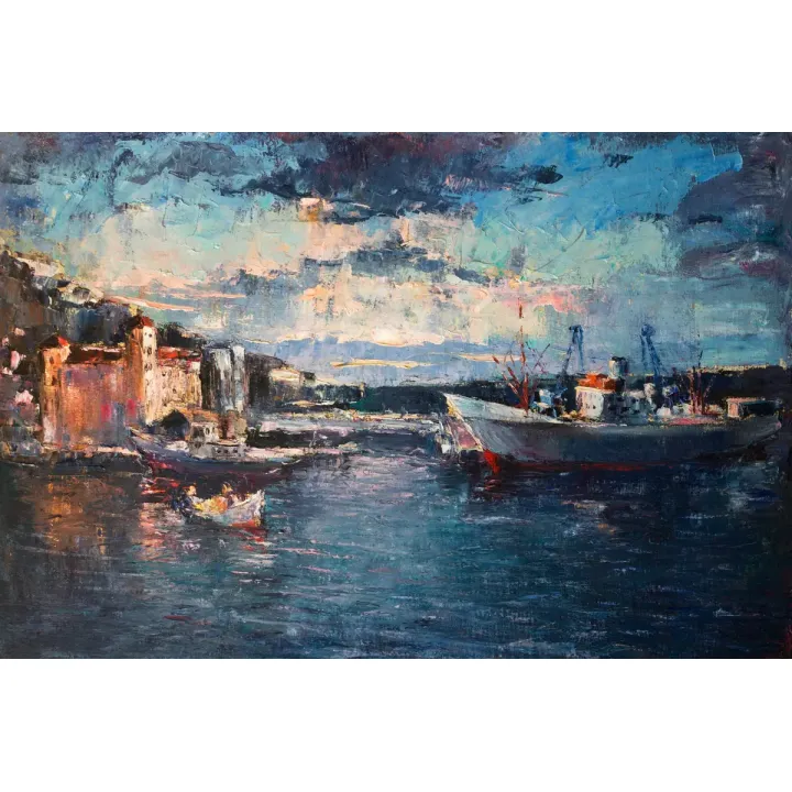 Obraz Miasto Morze i Port – Nadmorski Krajobraz z Żeglugą – produkt