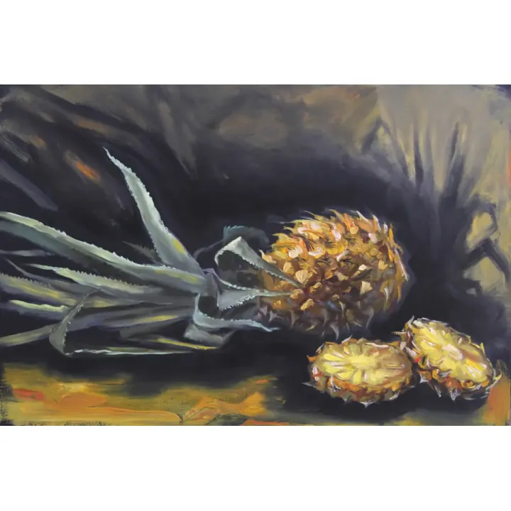 Obraz Ananas – Tropikalny Klimat z Ogniem i Kwiatami Boho – produkt