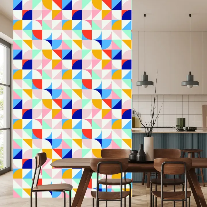Tapeta Kolorowa Wariacja – Abstrakcja Geometryczna w Stylu Retro