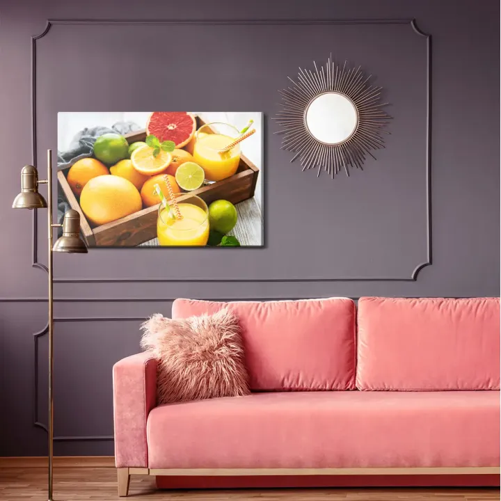 Obraz Sok Z Cytrusów – Pomarańcze, Grapefruit i Limonki w Koszu