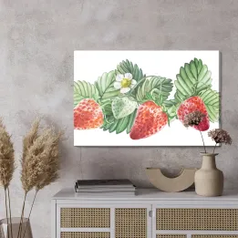 Obraz Truskawki z Kwiatami – Letnia Świeżość i Natura