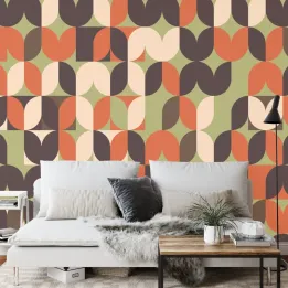 Fototapeta Abstrakcja Geometryczna – Kolorowe Wzory Retro do Wnętrz