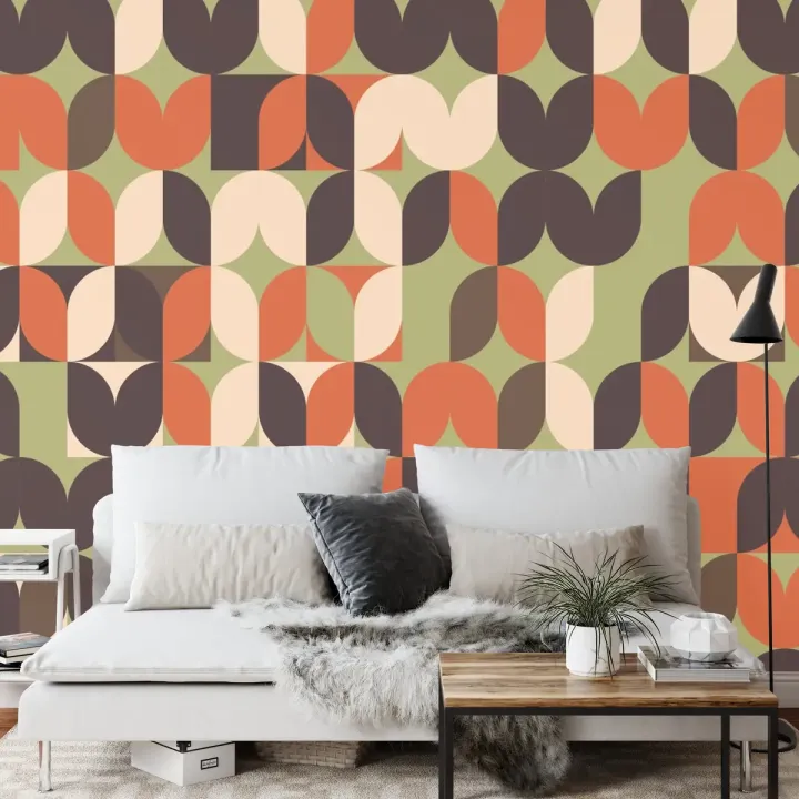 Fototapeta Abstrakcja Geometryczna – Kolorowe Wzory Retro do Wnętrz