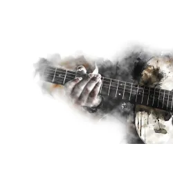 Obraz Abstrakcyjna Gitara – Jazz i Dym w Sztuce Nowoczesnej