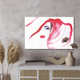 Obraz Portret Kobiety w Kapeluszu – Elegancja i Makijaż