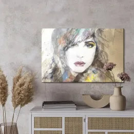 Obraz Abstrakcyjny – Portret Kobiety w Leśnym Krajobrazie