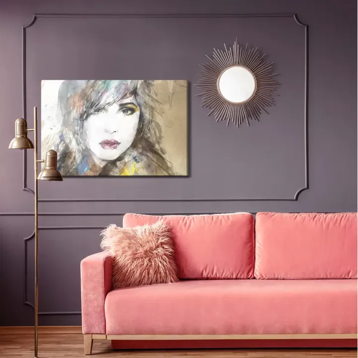 Obraz Abstrakcyjny – Portret Kobiety w Leśnym Krajobrazie