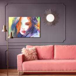 Obraz Portret Kobiety – Malowany Akwarelą Barwny Portret Współczesny