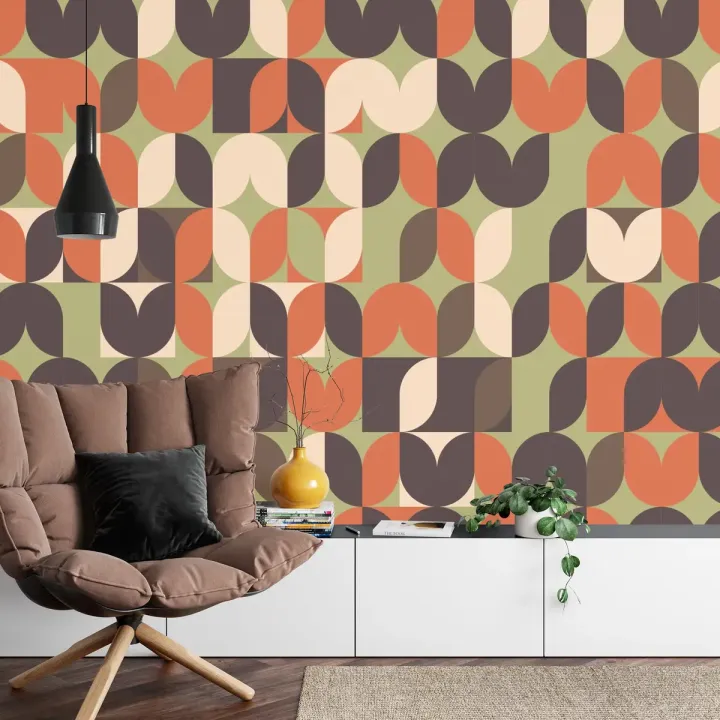Fototapeta Abstrakcja Geometryczna – Kolorowe Wzory Retro do Wnętrz
