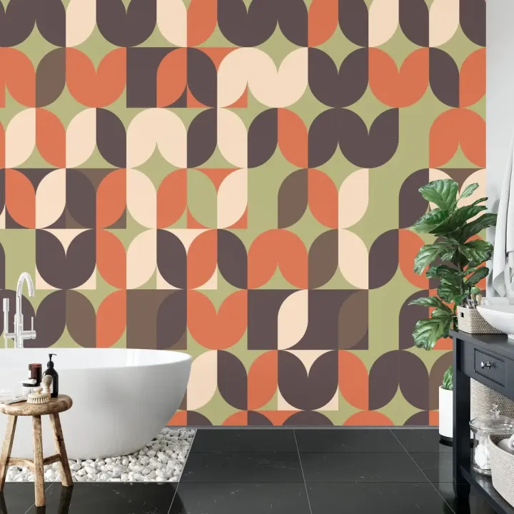 Fototapeta Abstrakcja Geometryczna – Kolorowe Wzory Retro do Wnętrz