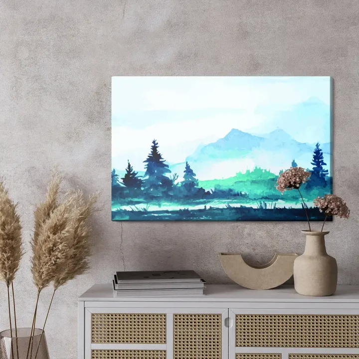 Obraz Krajobraz Górski – Mgła i Leśna Cisza w Panoramie Gór