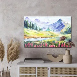 Obraz Krajobraz Górski – Malowana Akwarelą Panorama Gór