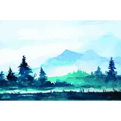 Obraz Krajobraz Górski – Mgła i Leśna Cisza w Panoramie Gór