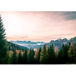 Obraz Pejzaż Górski – Panorama Alp Włoskich w Mglistym Krajobrazie