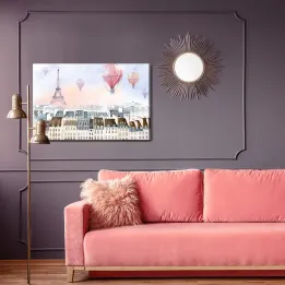Obraz Balony Latające Nad Paryżem – Panorama Miasta i Wieża Eiffla