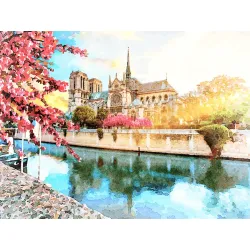 Obraz Katedra Notre Dame – Paryż Malowany Akwarelą