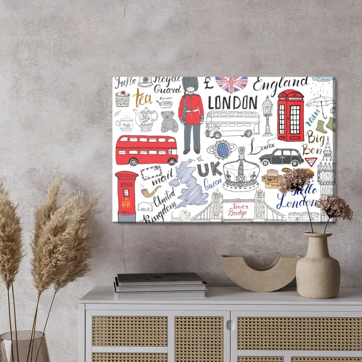 Obraz Na Płótnie Słynne Symbole Londynu – Big Ben, Tower Bridge i Royal Guard