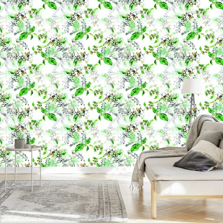 Tapeta Liście i Gałązki – Botaniczny Wzór Pełen Natury