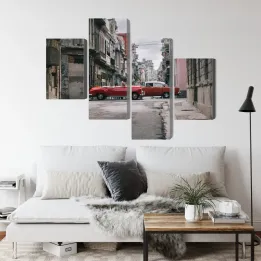 Obraz Wieloczęściowy Auta W Stylu Retro Na Kubie – Klimat Hawany i Architektura Kolonialna
