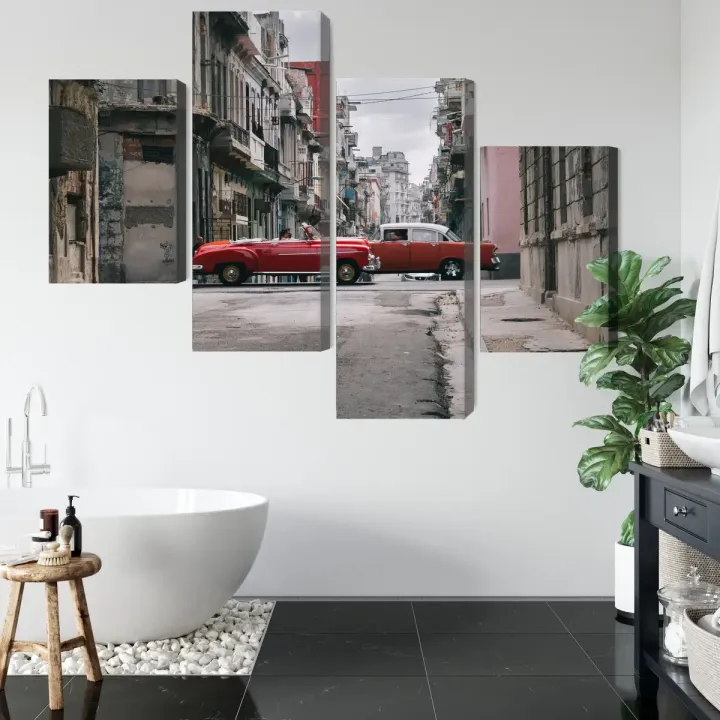 Obraz Wieloczęściowy Auta W Stylu Retro Na Kubie – Klimat Hawany i Architektura Kolonialna