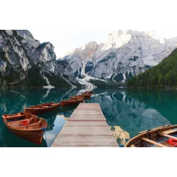 Obraz Wieloczęściowy Jezioro Braies – Krajobraz Alpejskich Dolomitów