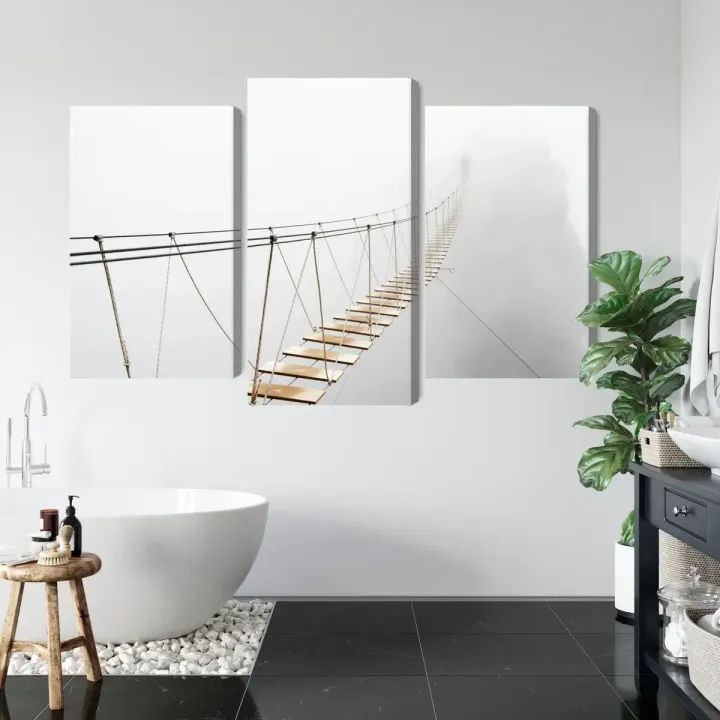 Obraz Wiszący Most We Mgle – Architektura i Przyroda w Głębi Perspektywy