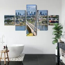 Obraz Wieloczęściowy Most – Panorama Warszawy i Skyline Miasta