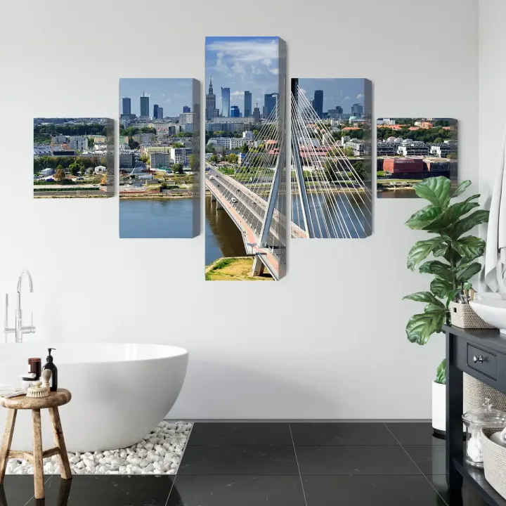 Obraz Wieloczęściowy Most – Panorama Warszawy i Skyline Miasta