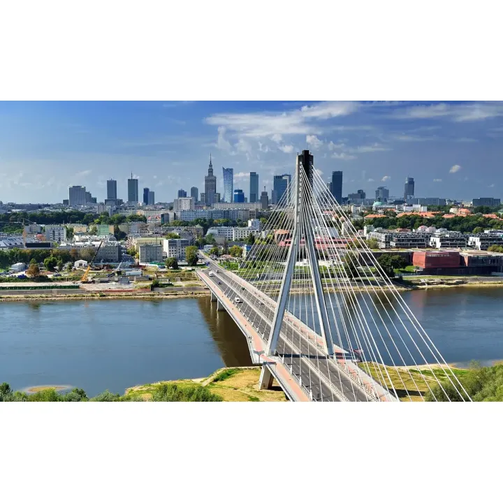 Obraz Wieloczęściowy Most – Panorama Warszawy i Skyline Miasta – produkt