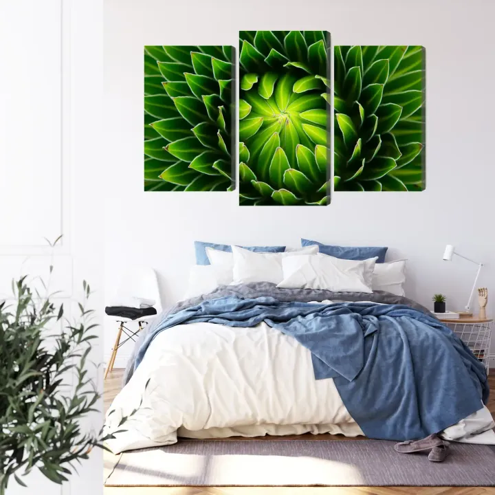 Obraz Wieloczęściowy – Makro Zielonej Rośliny i Detale Botaniczne