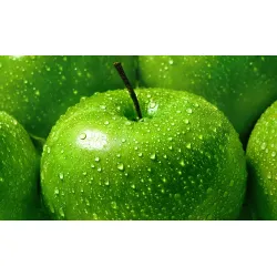 Obraz Zielone Jabłka – Krople Wody i Soczystość w Makro
