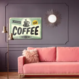 Obraz Kawiarnia Vintage – Tablica z Napisem i Menu Retro