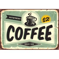 Obraz Kawiarnia Vintage – Tablica z Napisem i Menu Retro