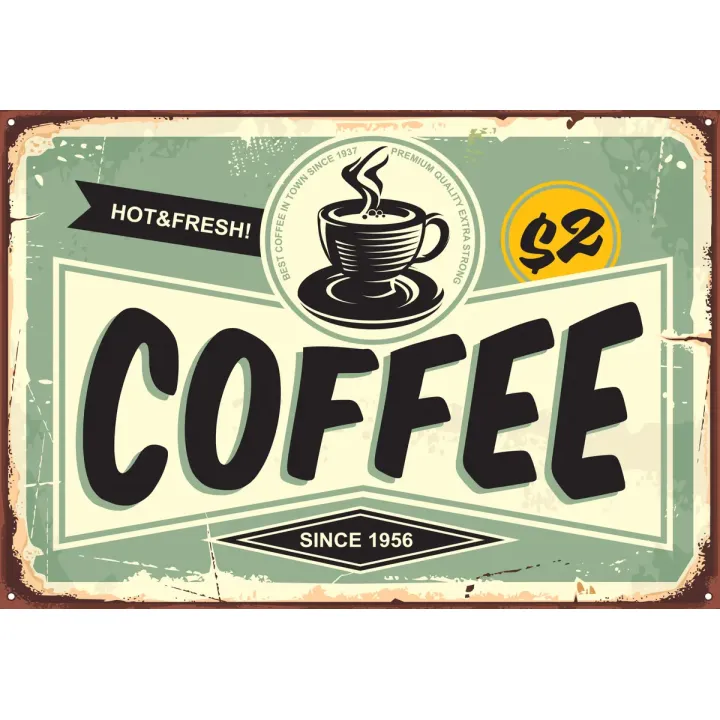 Obraz Kawiarnia Vintage – Tablica z Napisem i Menu Retro – produkt