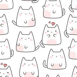Tapeta Kolorowe Koty i Serca – Radosny Motyw dla Dziewczynki