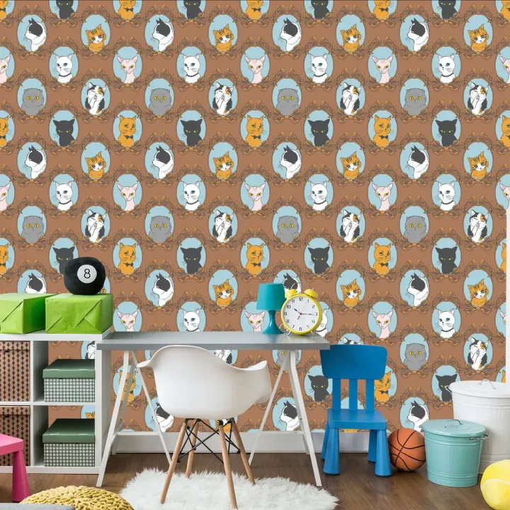 Tapeta Dla Dzieci – Zabawne Kotki w Stylu Retro