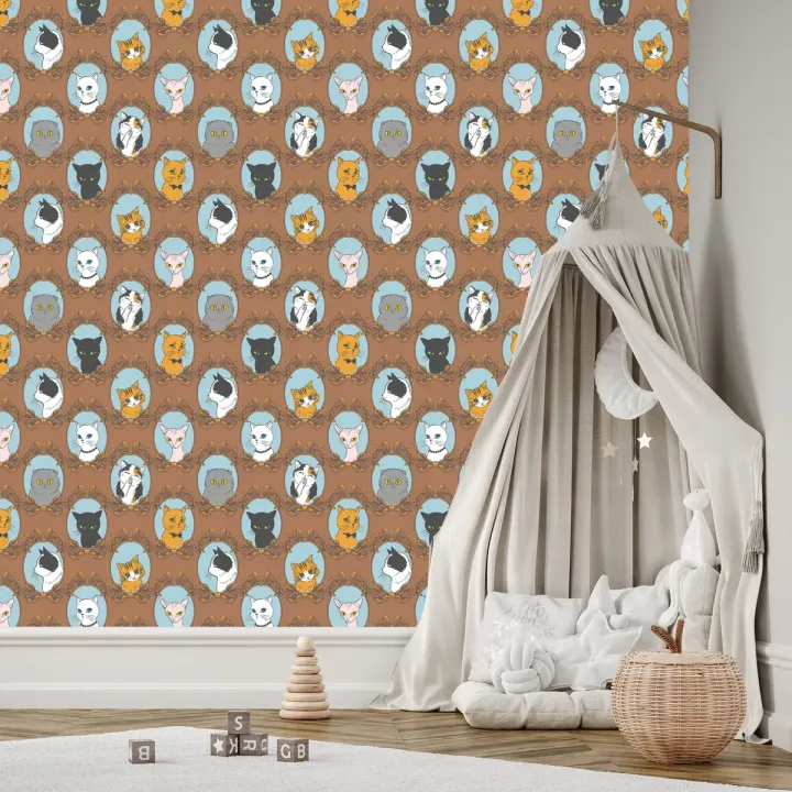Tapeta Dla Dzieci – Zabawne Kotki w Stylu Retro