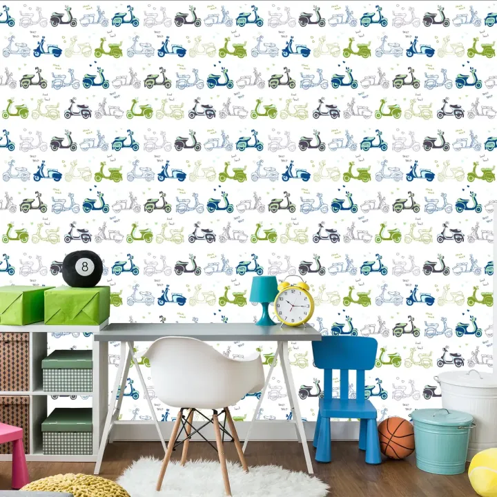 Tapeta Skutery Retro – Ilustracje w Stylu Vintage i Pop-Art