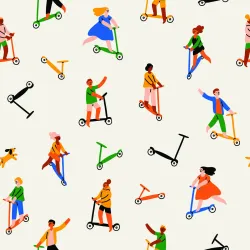 Tapeta Ludzie Na Hulajnogach – Kolorowa Zabawa i Sporty Miejskie