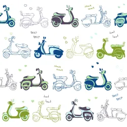 Tapeta Skutery Retro – Ilustracje w Stylu Vintage i Pop-Art