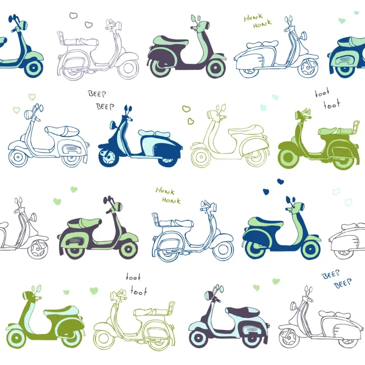 Tapeta Skutery Retro – Ilustracje w Stylu Vintage i Pop-Art – produkt