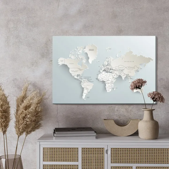 Obraz Mapa Świata – Kontynenty i Geografia w 3D – produkt